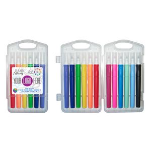 12 Pack of Hand Lettering Brush Markers in Hard Plastic Case - Full Color Decal
