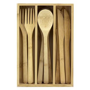 12 Piece Reusable Bamboo Flatware Set in Storage Case