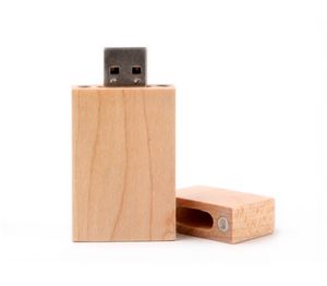 128 MB Rectangular Wooden USB Flash Drives W/ Magnetic Closure