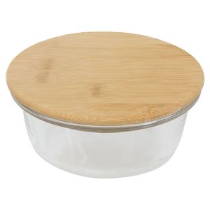 13 Oz. Round Glass Container w/Bamboo Lid