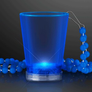 1.5 oz. Light Up Blue Shot Glass on Blue Bead Necklace - BLANK