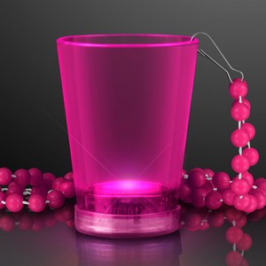 1.5 oz. Light Up Pink Shot Glasses on Pink Beads - BLANK