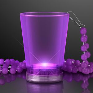1.5 oz. Light Up Purple Shot Glasses on Purple Beads - PRINTED