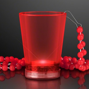 1.5 oz. Light Up Red Shot Glass on Red Bead Necklace - PRINTED