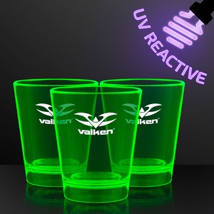 1.5 oz. UV Reactive Green Glow Shot Glasses - PRINTED
