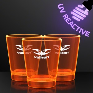 1.5 oz. UV Reactive Orange Glow Shot Glasses - PRINTED