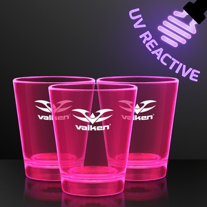 1.5 oz. UV Reactive Pink Glow Shot Glasses - PRINTED
