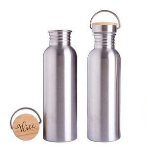 17 Oz. Stainless Steel Water Bottle w/Bamboo Lid