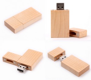 2 GB Rectangular Wooden USB Flash Drives W/ Magnetic Closure