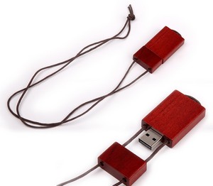 2 GB Wooden USB Flash Drive W/ Cord