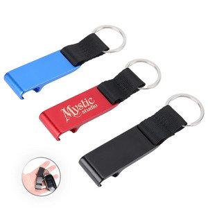 2-In-1 Metal Bottle Opener Keychain With Strap