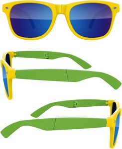 2-Tone Foldable Retro Mirror Sunglasses