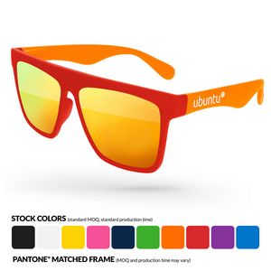 2-Tone Laser Mirror Sunglasses W/ Temple Imprint