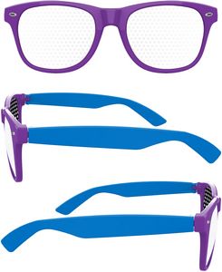 2-Tone Retro Pinhole Sunglasses W/ Full-Color Temple Imprint