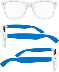 2-Tone Retro Pinhole Sunglasses W/ Full-Color Temple Imprint
