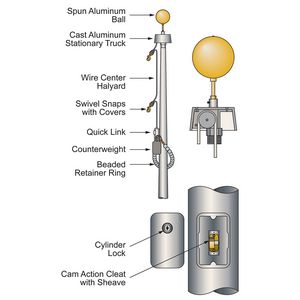 35' Vanguard Commercial Pole with Internal Halyard - Satin