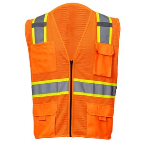 3.8 Oz. Polyester Class 2 Reflective Safety Vest With 4 Pockets & Dual Mic Tabs
