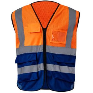 3.8 Oz. Polyester Double Band Class 2 Reflective Safety Vest With 4 Pockets
