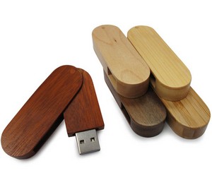 4 GB Wooden Swivel USB Flash Drive