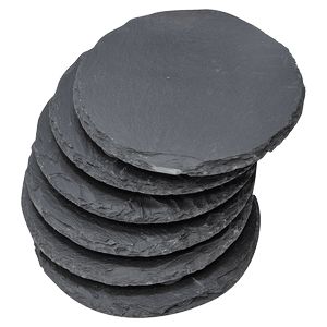 4" Round Slate Coaster 6 Piece Set