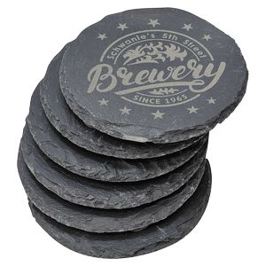 4" Round Slate Coaster 6 Piece Set