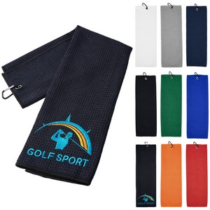400GSM Waffle Texture Golf Towel With Hook-3 Holes