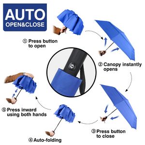 42'' Arc Auto Open+Close Telescopic Folding Umbrella (Full Color)