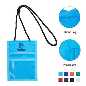 4.25" X 3.12" Front Clear Window Pouch Wallet With Lanyard W/Back Pen Holder