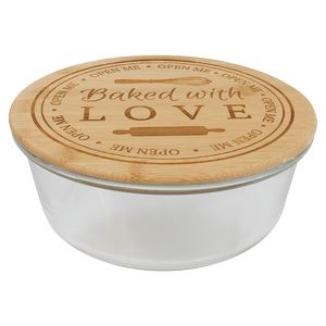44 Oz. Round Glass Container w/Bamboo Lid
