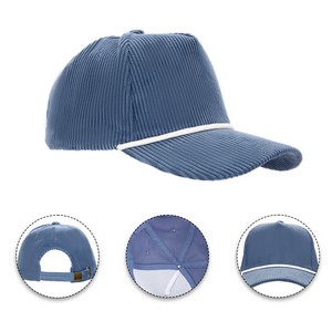 5 Panel Corduroy Sports Cap With Rope Visor And Adjustable Brass Buckle