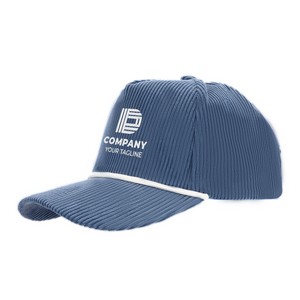 5 Panel Corduroy Sports Cap With Rope Visor And Adjustable Brass Buckle