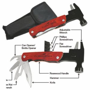 6 3/4" Hammer Multi-Tool w/Wood Handle And Pouch