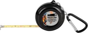 6' Black Pocket Tape Measure W/Carabiner
