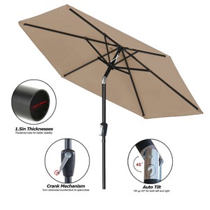 7.5' Black Aluminum Commerical Market Umbrella w/ Crank & Auto-Tilt ( Dye Sublimation )