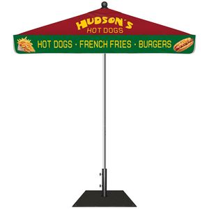 7.5' Heavy Duty Square Umbrella Kit with Valance and Steel Base