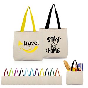 8 Oz Cotton Tote Bag with Contrast Color Web Handles