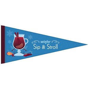 8" x 18" Digitally Printed Single Sided Custom Felt Pennant