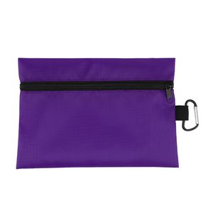 8.5" x 6" Ripstop Utility Zipper Pouch With Carabiner