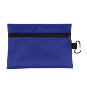 8.5" x 6" Ripstop Utility Zipper Pouch With Carabiner