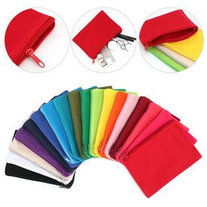 9" x 6" Solid Color Cotton Canvas Multi Purpose Organizer Zipper Pouch