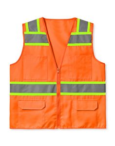 ANSI Class 2 Solid Twill 6 Pocket Safety Vest