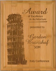 Bamboo Premium Wood Engraved Award Plaque 10.5"x13"