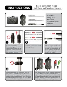Basic Double Sided Teardrop Style Backpack Flag Kit