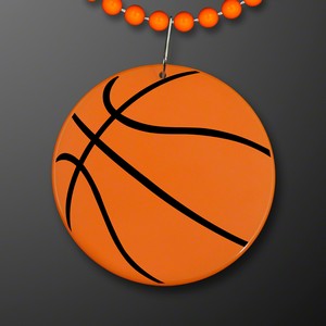 Basketball Medallions on Orange Beads Necklace (NON-Light Up) - PRINTED