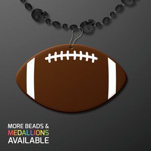 Black Football Helmet Bead Necklaces With Football Medallion (NON-LIGHT UP) - PRINTED