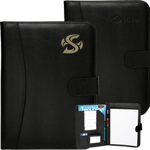 Black Leather Portfolio w/ Magnet Closure & Pen Loop