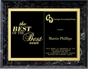 Black Marble Finish Award Plaque 10.5"x13"