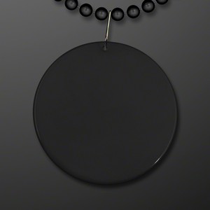 Black Medallion with Beaded Necklace (Non Light Up) - PRINTED