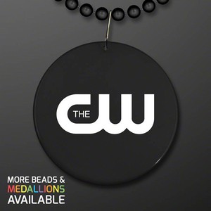 Black Medallion with Beaded Necklace (Non Light Up) - PRINTED