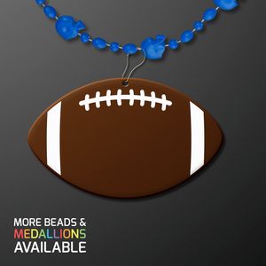 Blue Football Helmet Bead Necklaces With Football Medallion (NON-LIGHT UP) - PRINTED